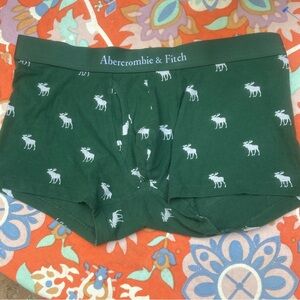 Abercrombie & Fitch Dark Green Boxer Briefs with White Moose Print